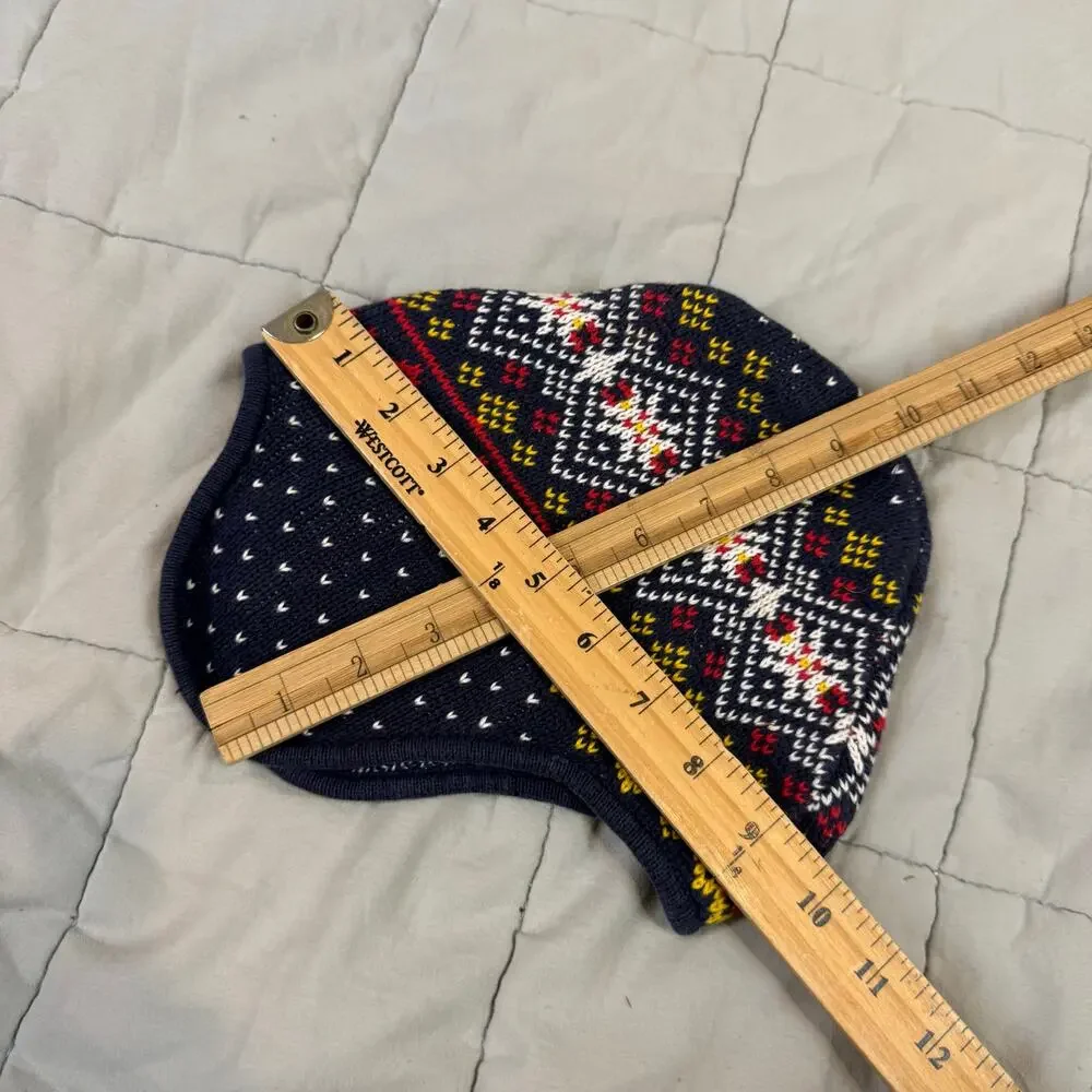Hanna Andersson Fair Isle Winter Trapper Hat Cotton Ear Flaps Boys M Blue Red
